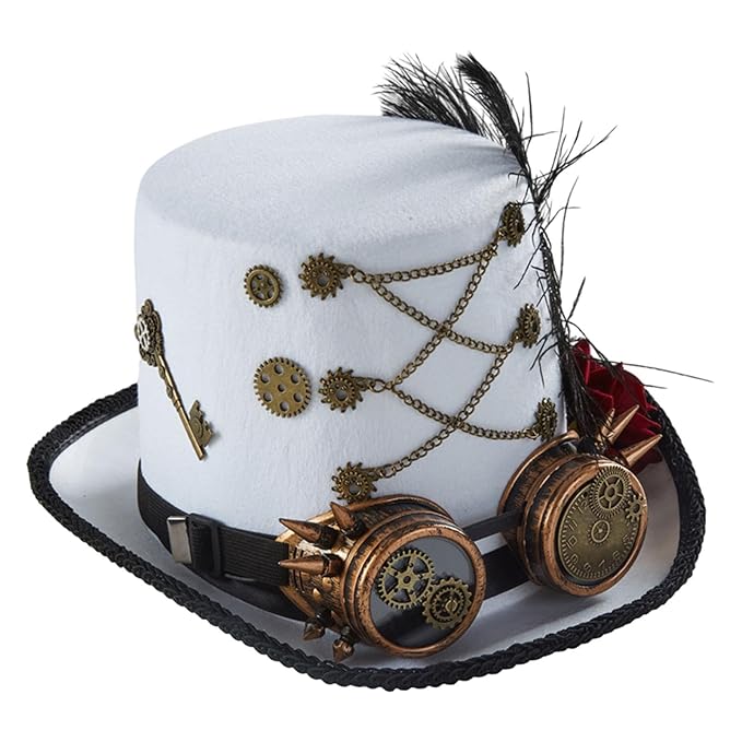 Elegant Steampunk Top Hat With a Feather and A Rose chic