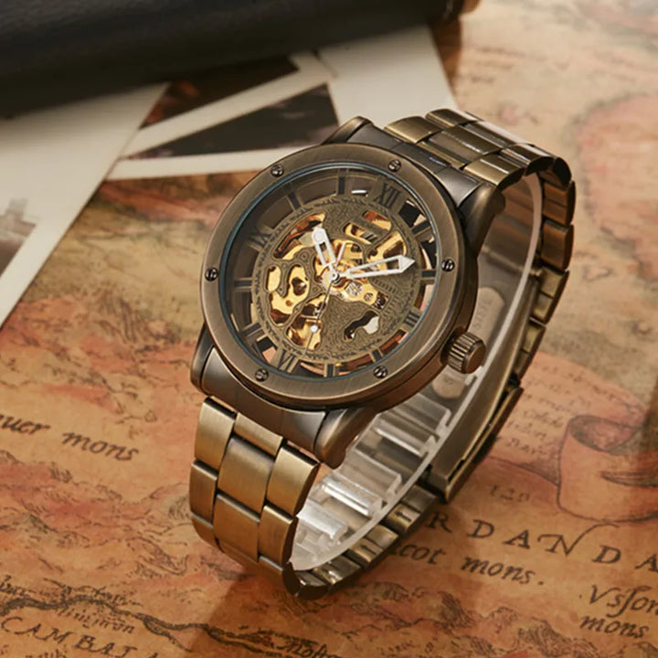 Elegant Steampunk bronze wristwatch