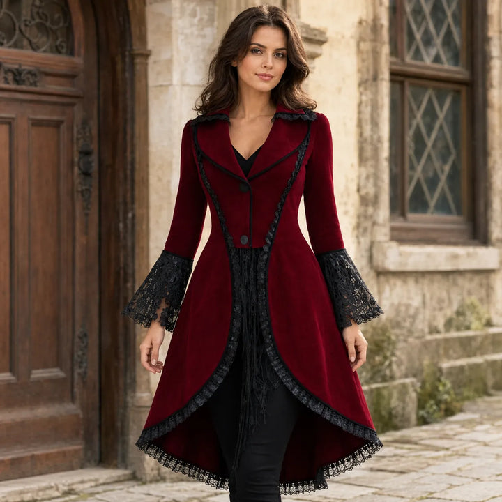 Elegant Victorian Steampunk Coat with Lace