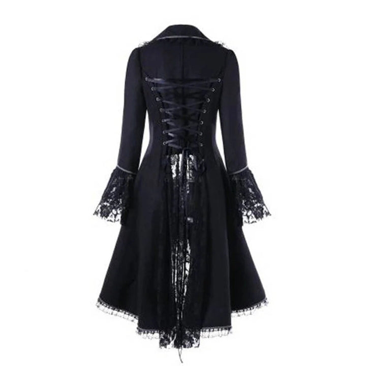 Elegant Victorian Steampunk Coat with Lace Black