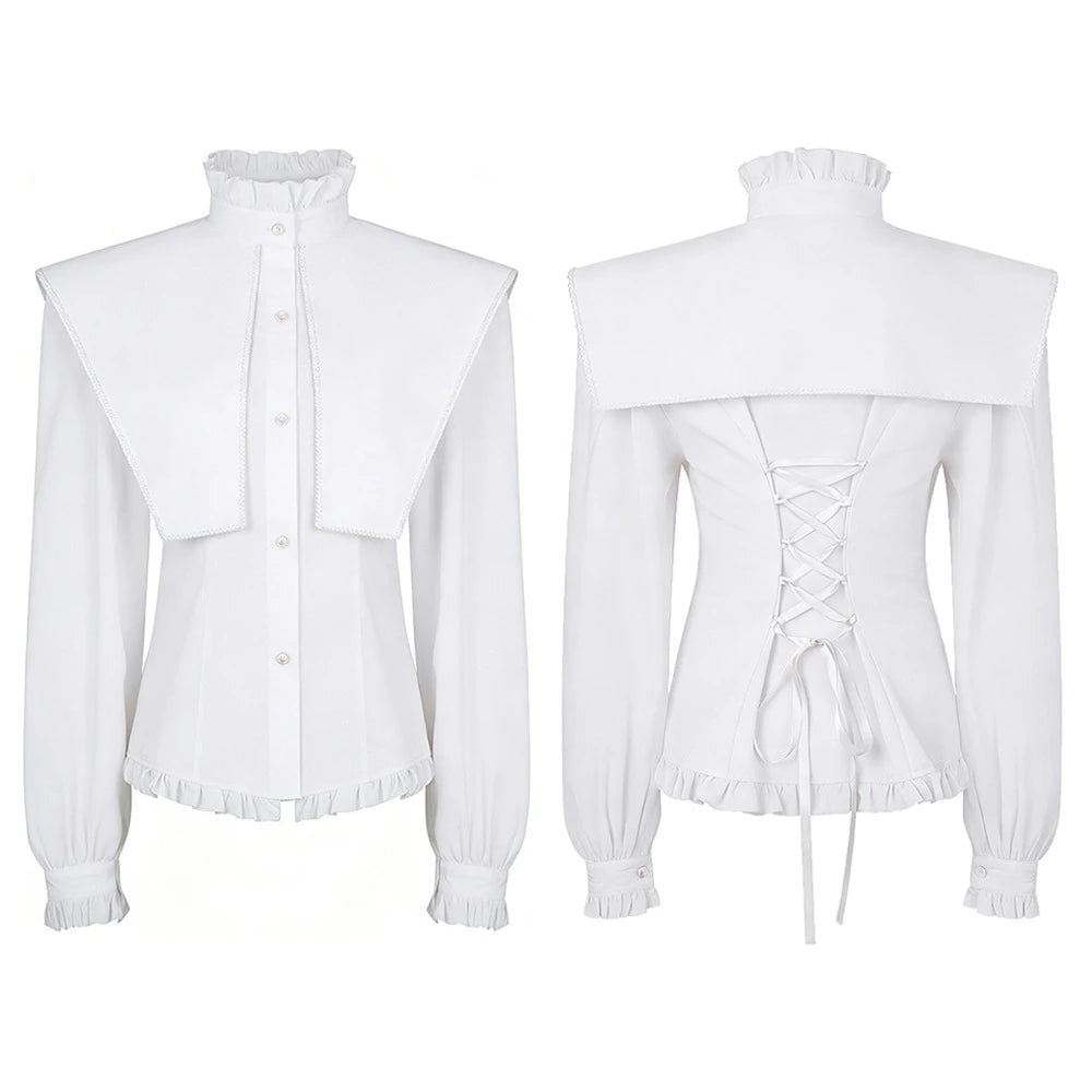 Elegant Victorian Steampunk Shirt White
