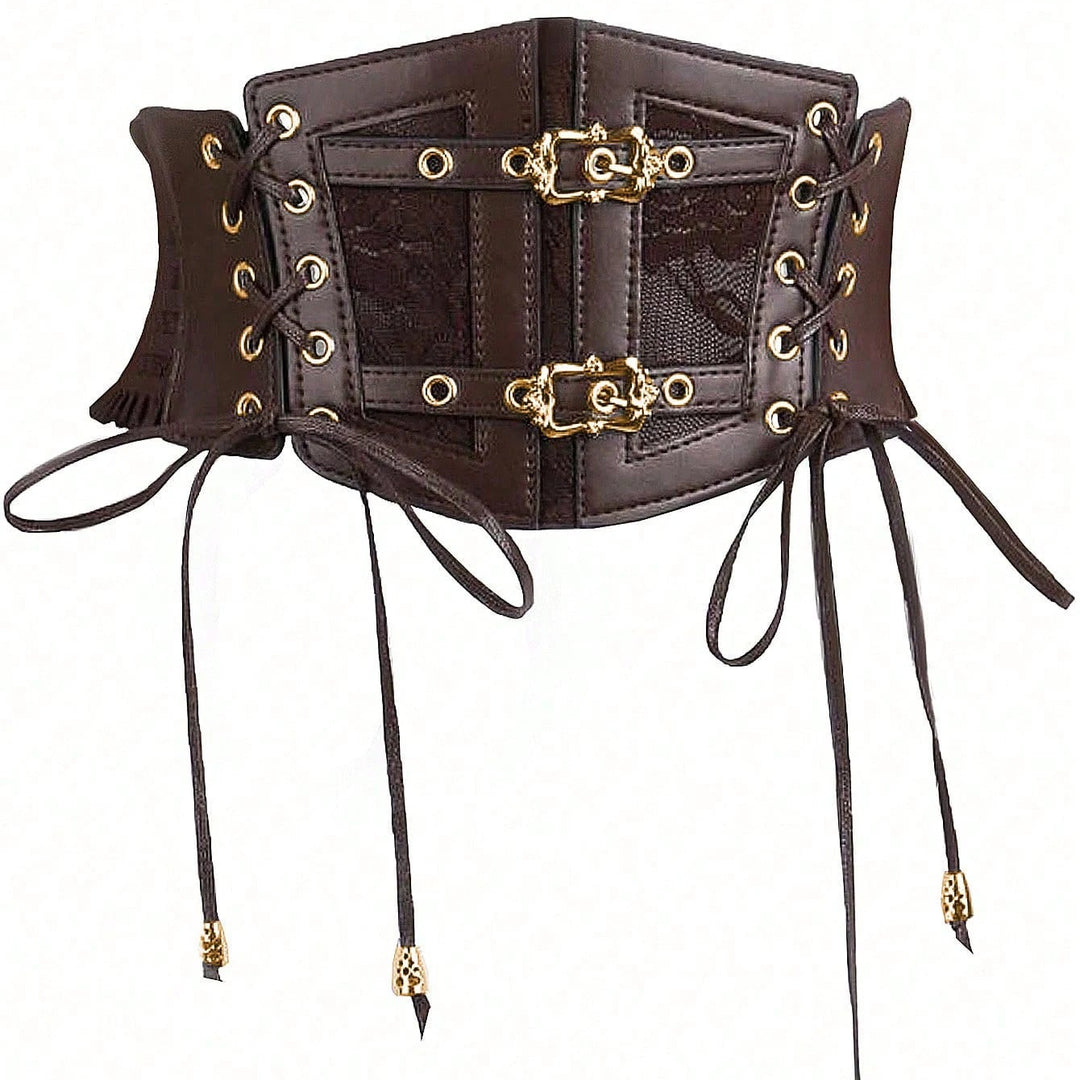 Elegant Women’s Gothic Steampunk Belt Brown Gold