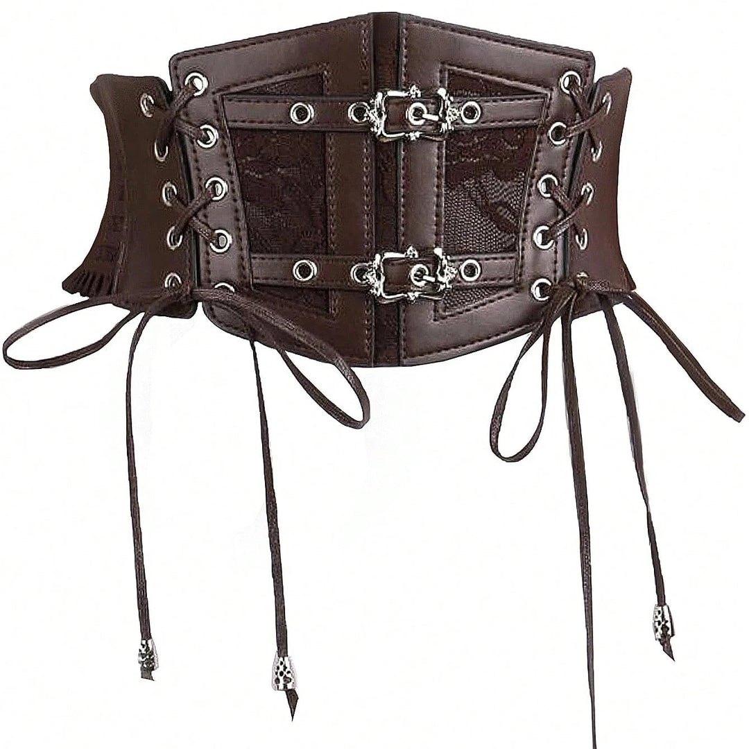 Elegant Women’s Gothic Steampunk Belt Brown Silver