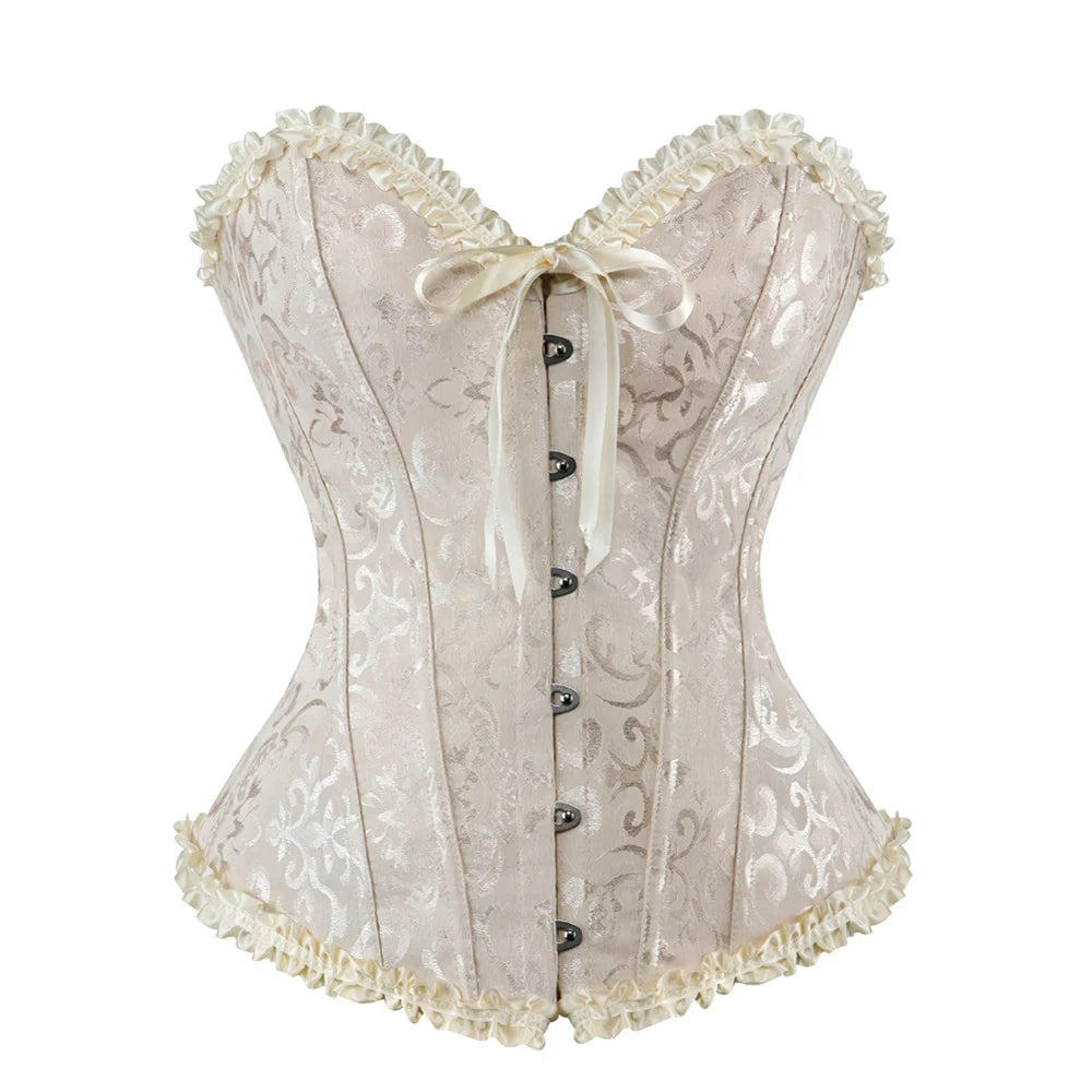 Elegante Beige Steampunk Corset Overbuste