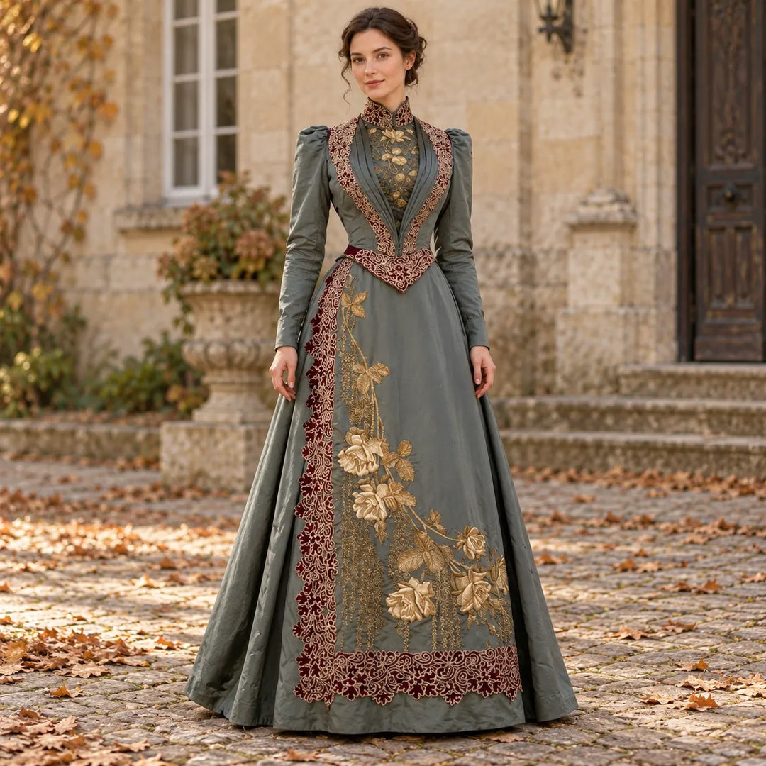 Embroidered Royal Steampunk Dress Costume