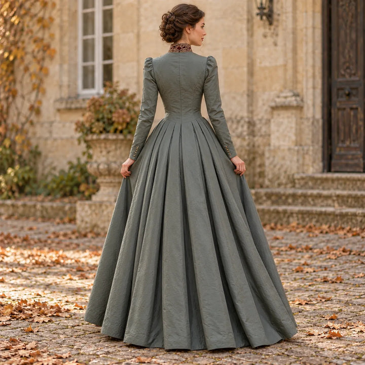 Embroidered Royal Steampunk Dress Costume Back