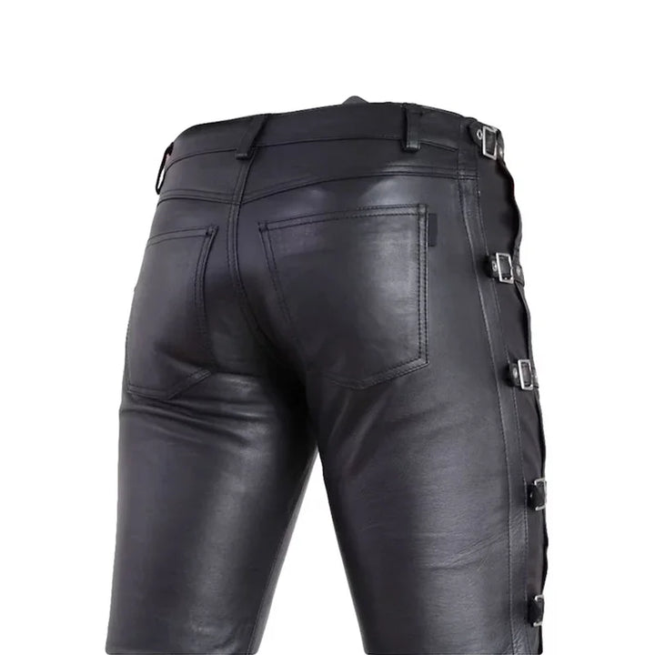 Faux leather slim-fit steampunk pants dark aesthetic