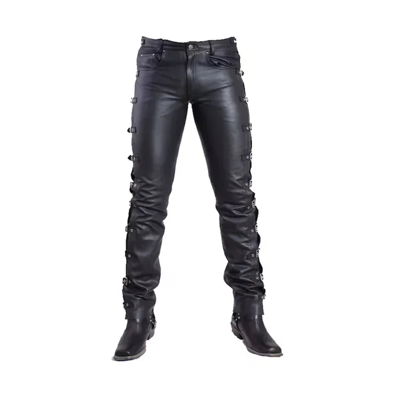Faux leather slim-fit steampunk pants – sleek design