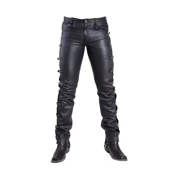 Faux leather slim-fit steampunk pants – sleek design