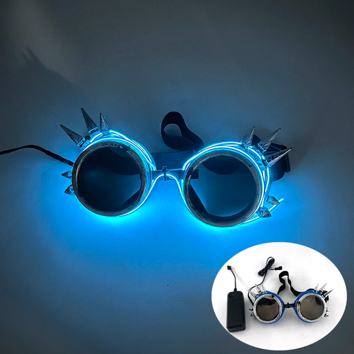 Fluorescent Steampunk Goggles Blue