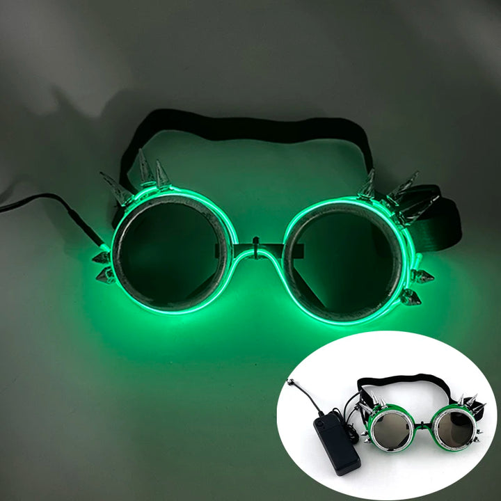 Fluorescent Steampunk Goggles Green