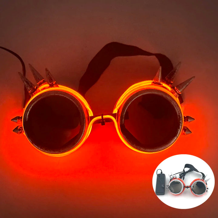 Fluorescent Steampunk Goggles Orange