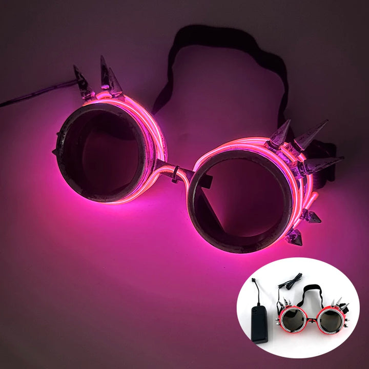 Fluorescent Steampunk Goggles Pink