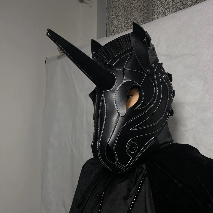 Full-Face Steampunk Unicorn Mask black
