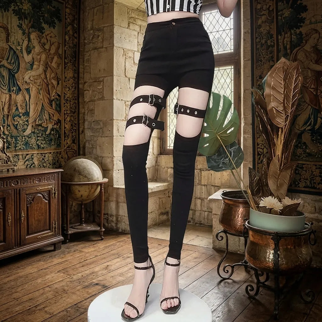 Gothic Steampunk Pants with Adjustable Straps