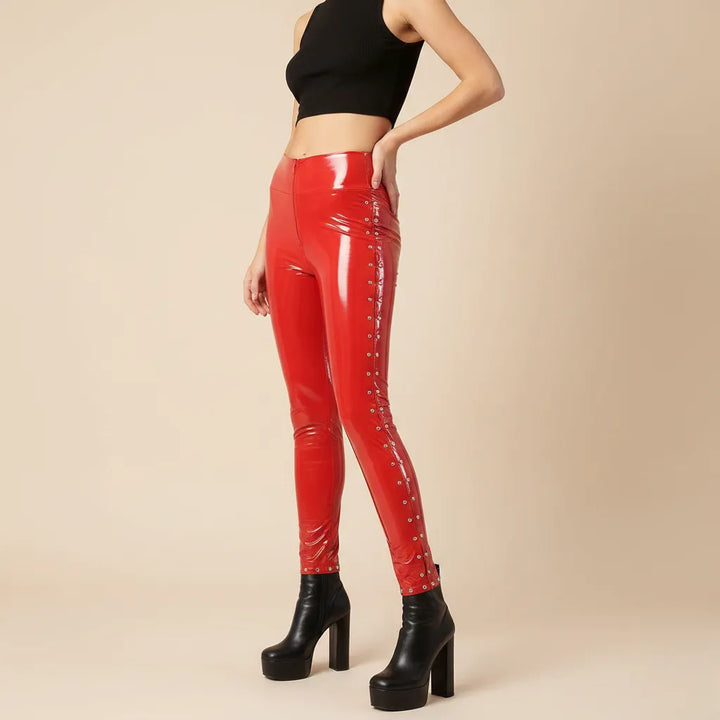 Glossy Riveted Steampunk Leggings