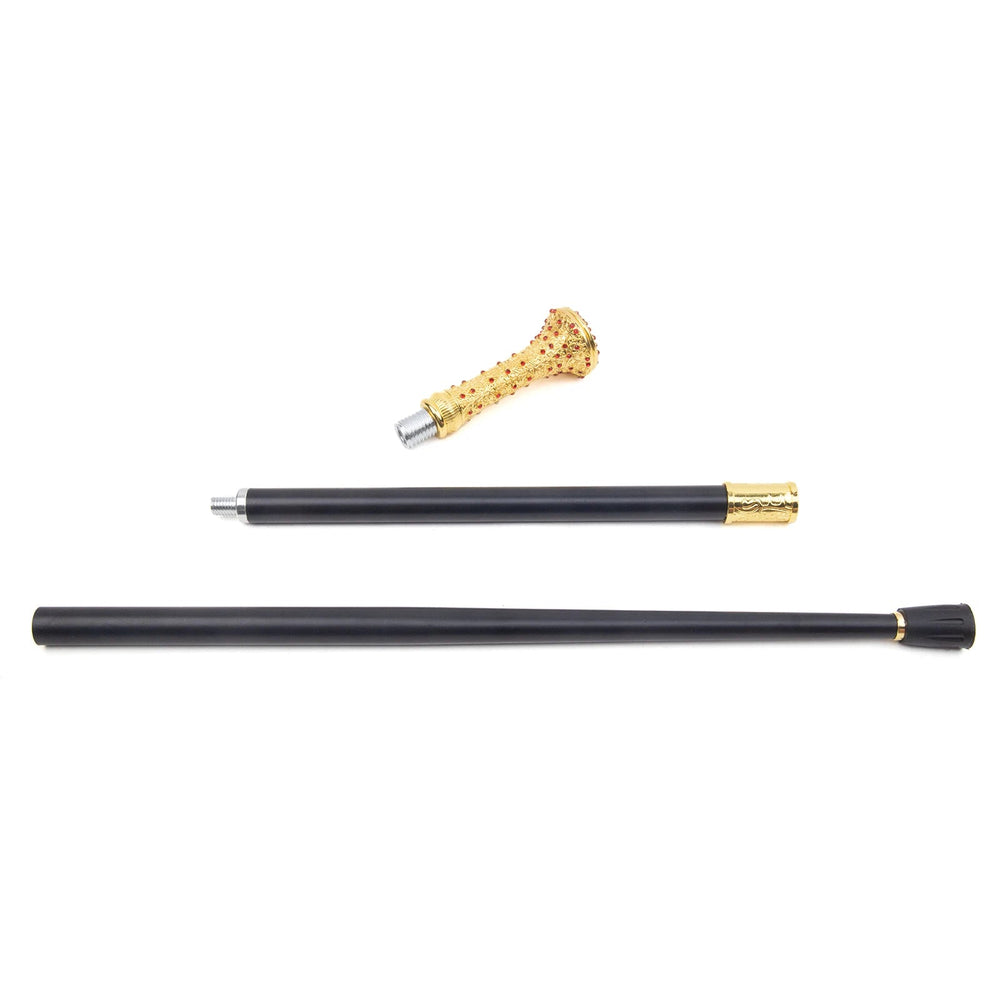 Gold-plated Steampunk Cane with Red Diamonds Stylish