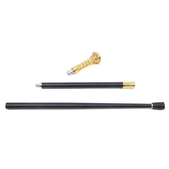 Gold-plated Steampunk Cane with Red Diamonds Stylish
