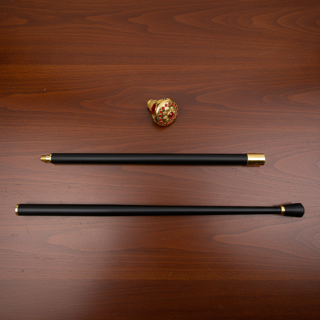 Gold and red steampunk cane