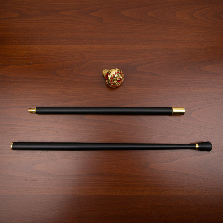 Gold and red steampunk cane