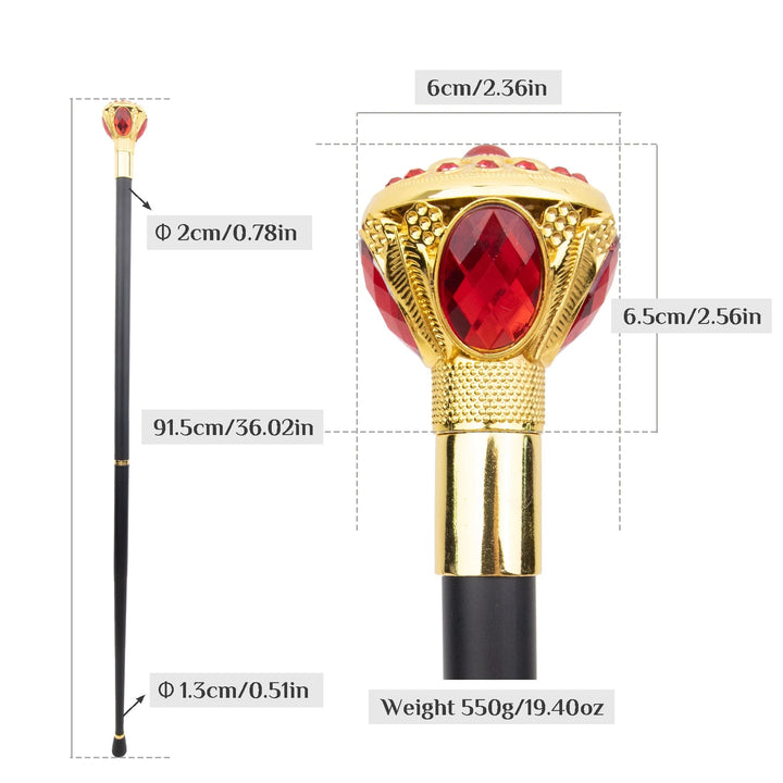 Gold and red steampunk cane chic