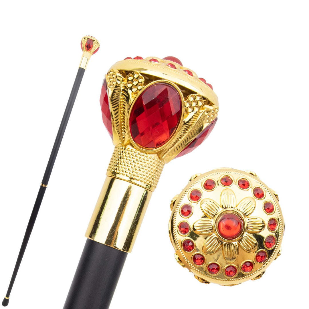 Gold and red steampunk cane durable