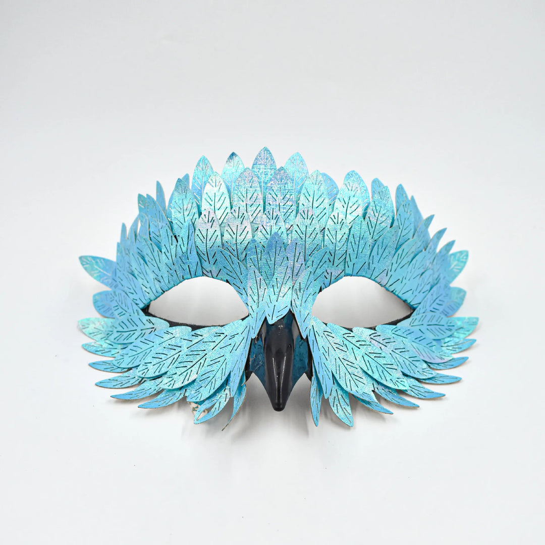 Gothic Steampunk Half-Face Mask With Raven Feathers chic