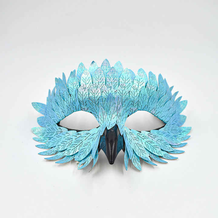 Gothic Steampunk Half-Face Mask With Raven Feathers chic