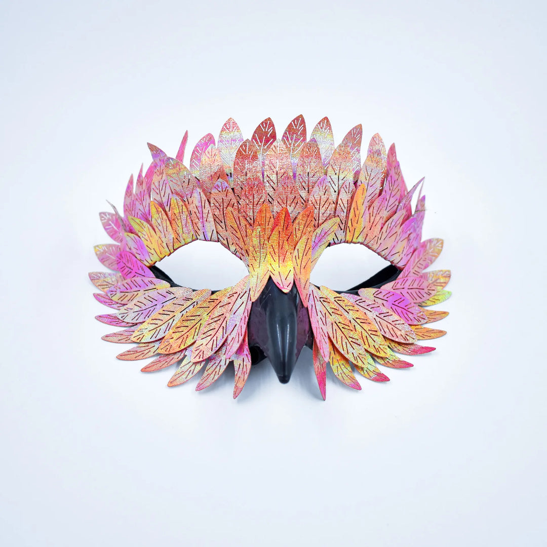 Gothic Steampunk Half-Face Mask With Raven Feathers elegant