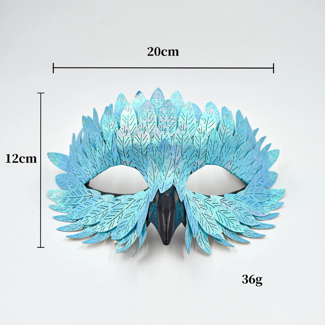 Gothic Steampunk Half-Face Mask With Raven Feathers quality