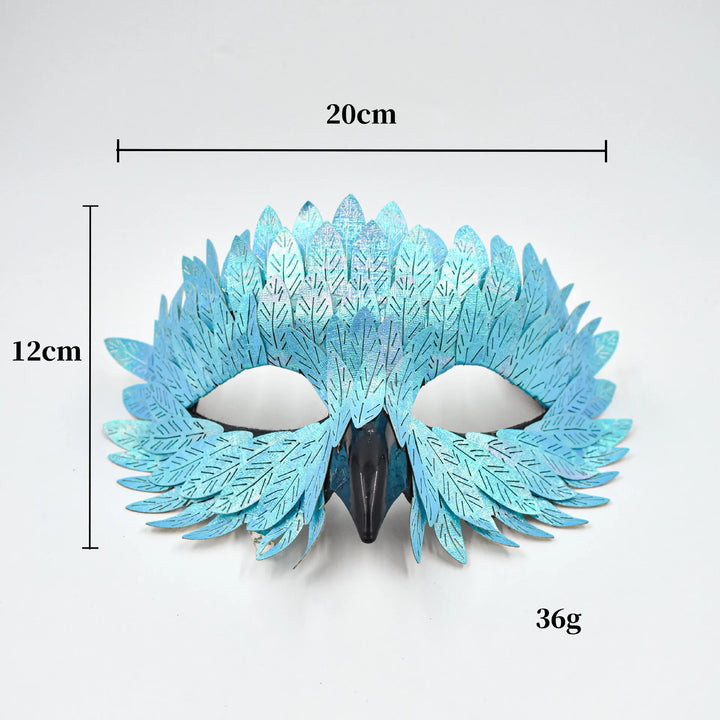 Gothic Steampunk Half-Face Mask With Raven Feathers quality