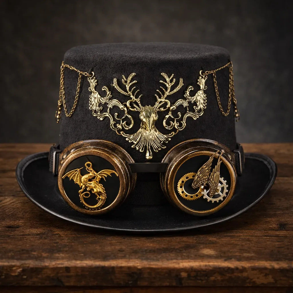 Gothic Steampunk Hat with Goggles