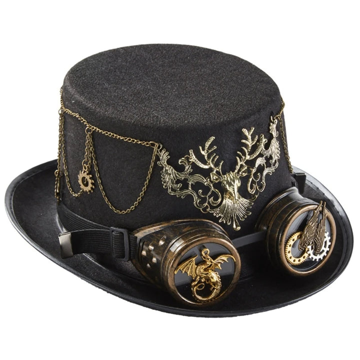 Gothic Steampunk Hat with Goggles Stylish