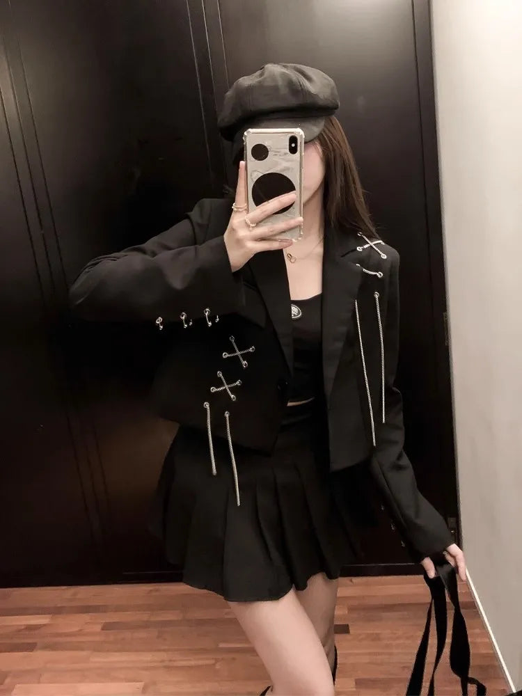 Gothic Steampunk Jacket With Metal Chains dark