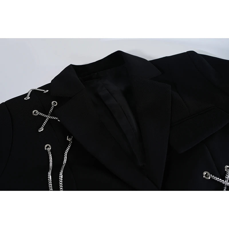Gothic Steampunk Jacket With Metal Chains dramatic