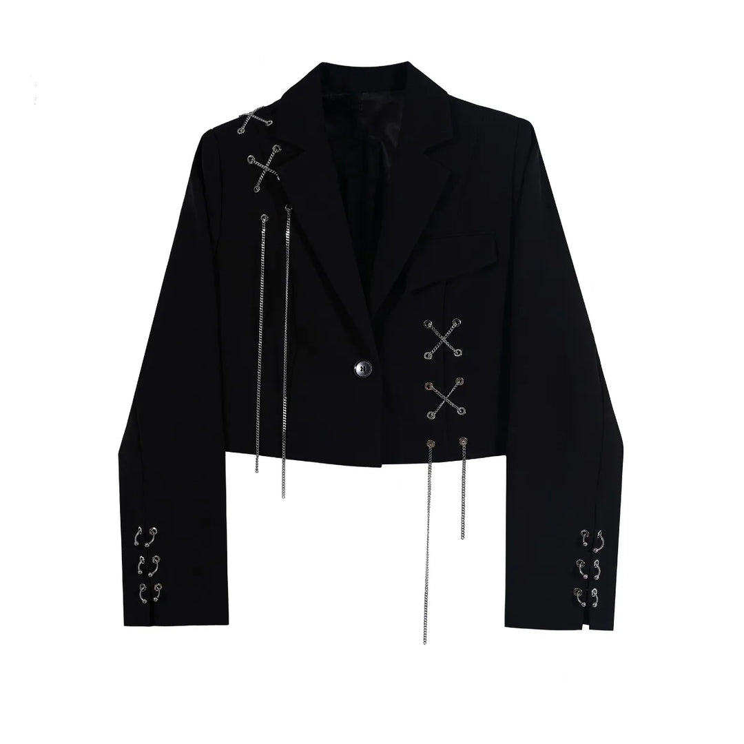 Gothic Steampunk Jacket With Metal Chains edgy