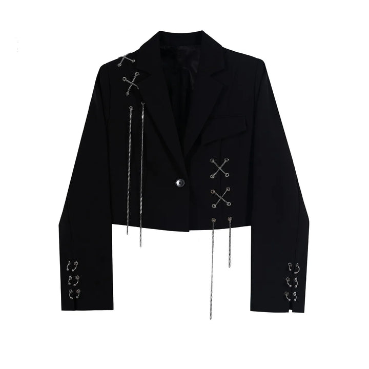 Gothic Steampunk Jacket With Metal Chains edgy