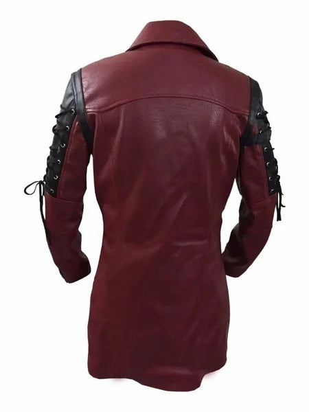Gothic Steampunk Leather Coat Back