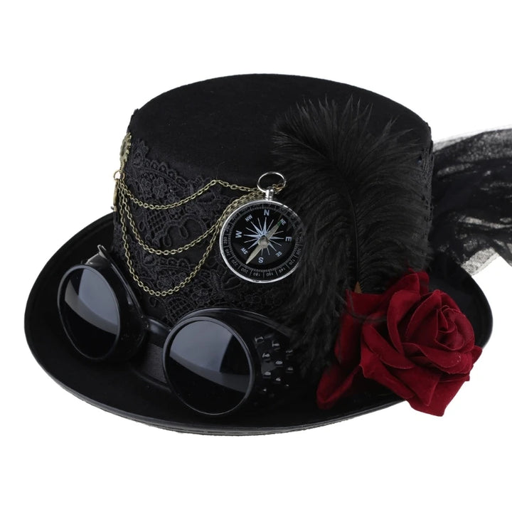 Gothic Steampunk Lolita Hat Rose Flower – elegant style