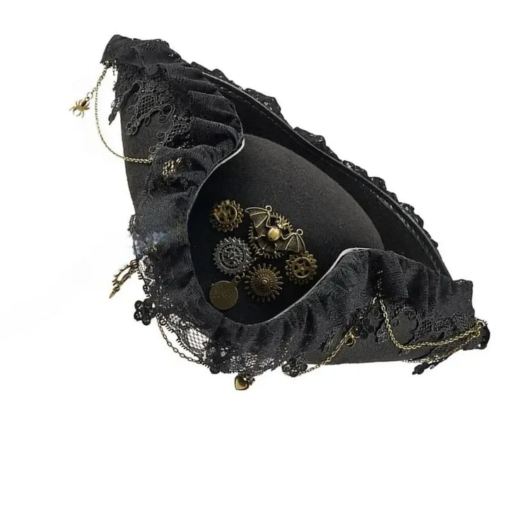 Gothic Steampunk Pirate Hat Black