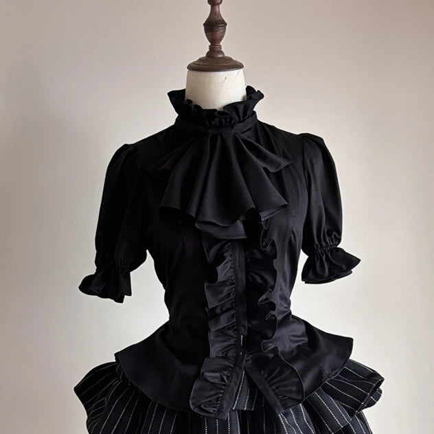 Gothic Steampunk Shirt with Short Puff Sleeves vintage
