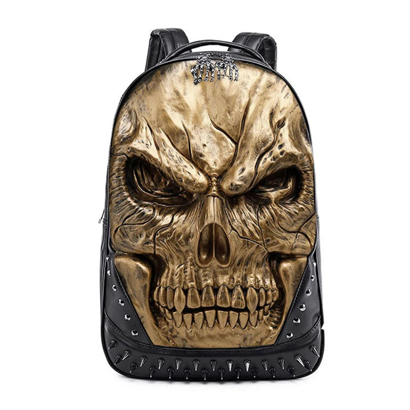  Gothic Steampunk Skull Backpack gold
