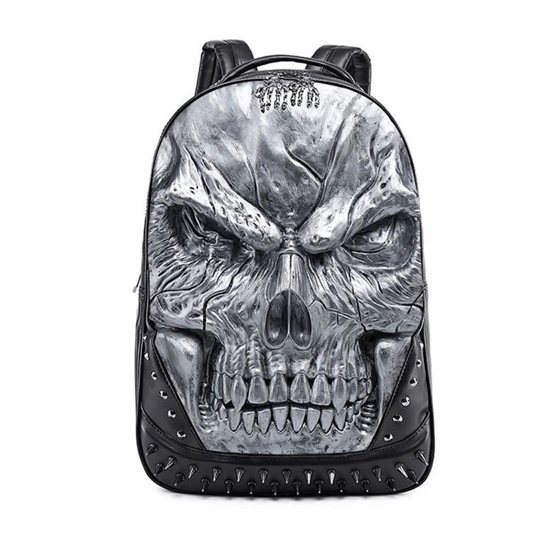  Gothic Steampunk Skull Backpack silver