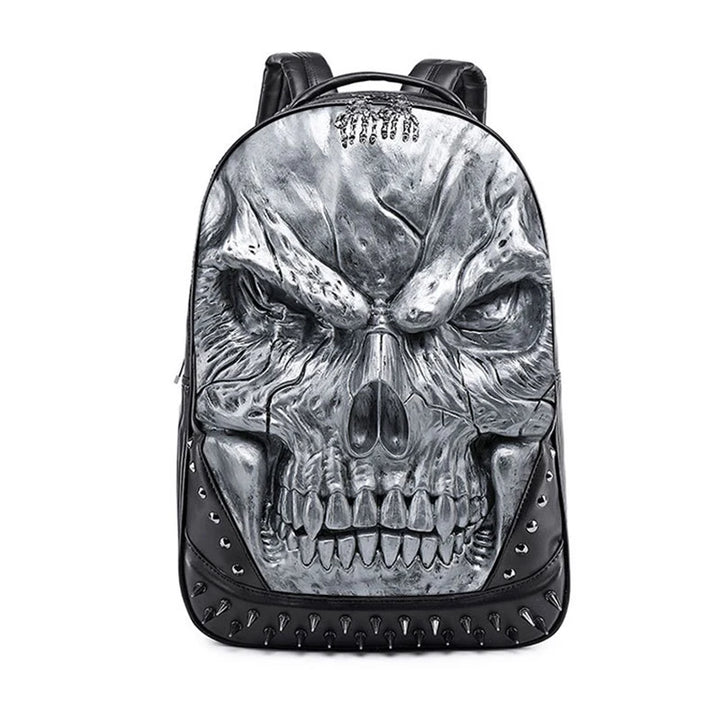  Gothic Steampunk Skull Backpack silver
