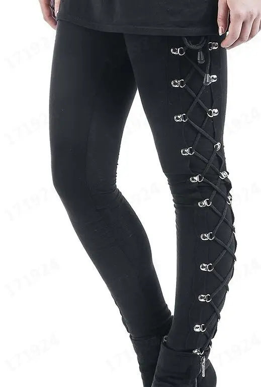 Gothic Steampunk Slim-Fit Lace-Up Pants Design