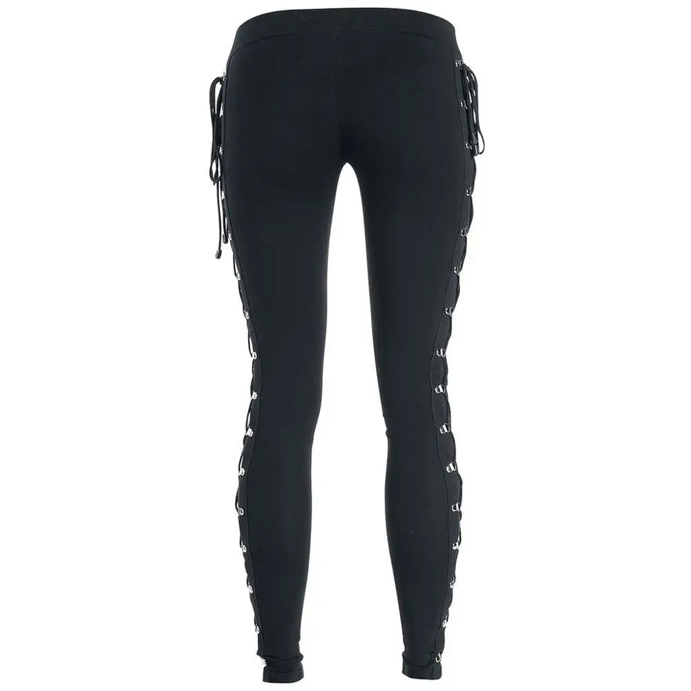 Gothic Steampunk Slim-Fit Lace-Up Pants Design Back
