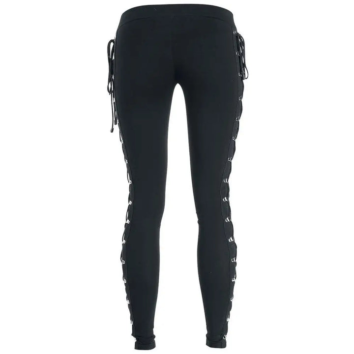 Gothic Steampunk Slim-Fit Lace-Up Pants Design Back