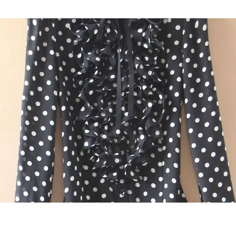 Steampunk Ruffled Polka Dot Shirt Bodysuit