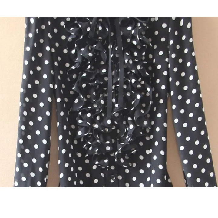 Steampunk Ruffled Polka Dot Shirt Bodysuit