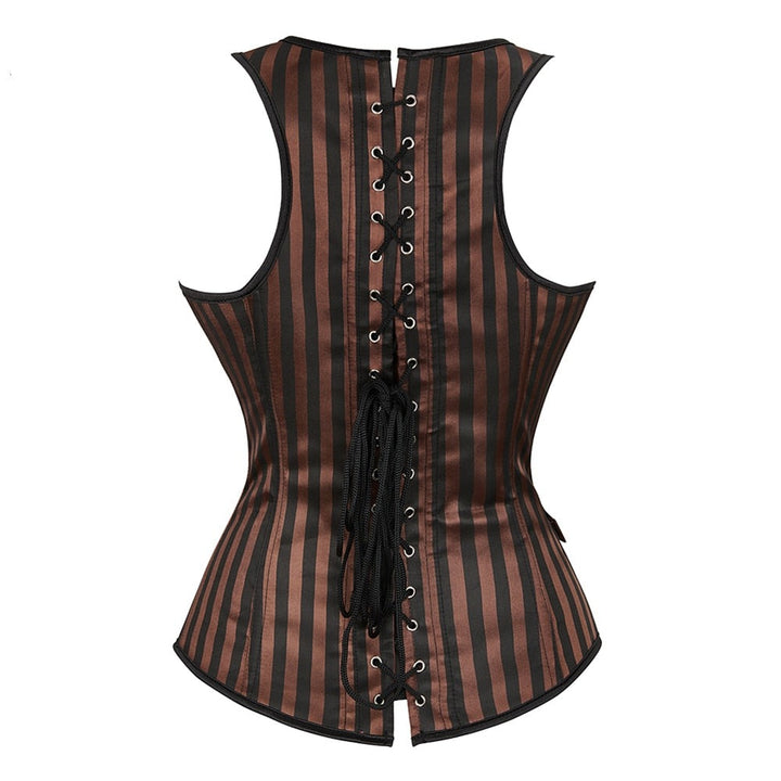 Brown Steampunk Striped Corset Top